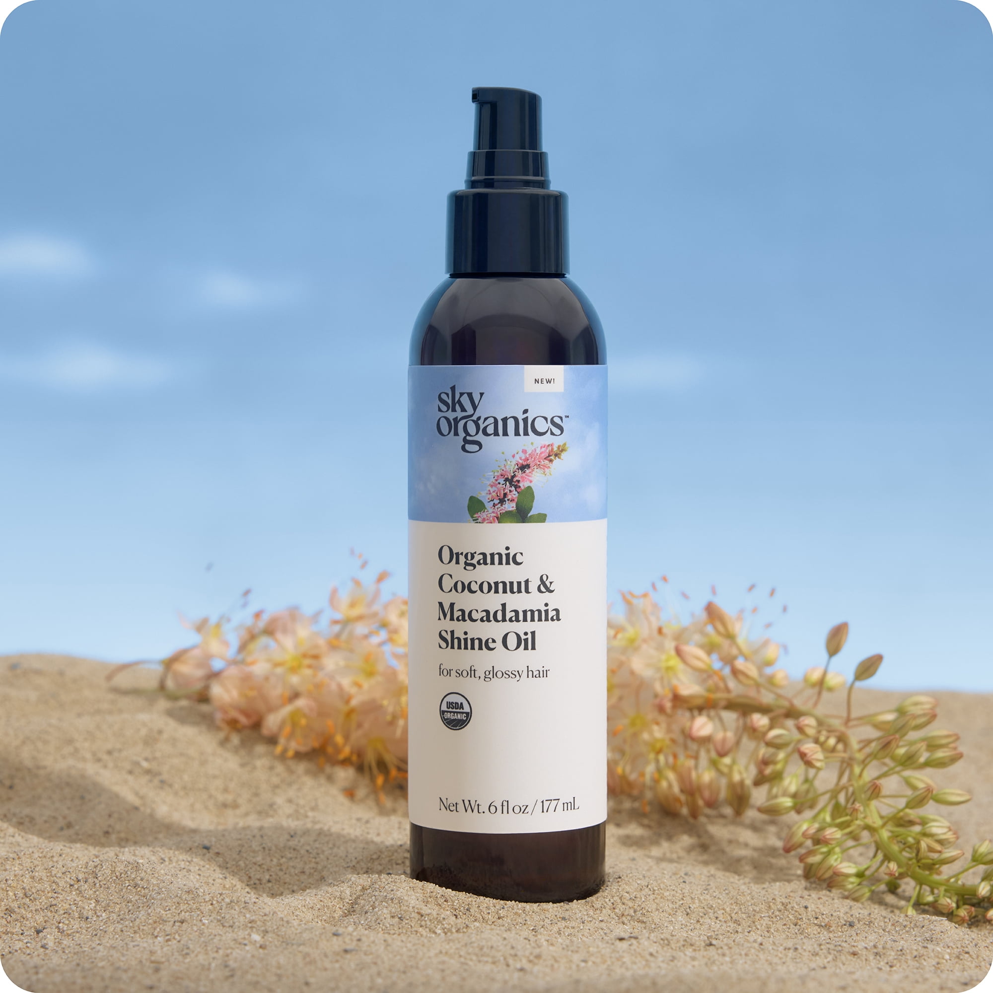 Sky Organics Organic Coconut and Macadamia Hair Shine Oil, 6 fl oz