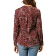 thumbnail image 4 of INSPIRE CHIC Women's Button Down V Neck Long Sleeve Floral Blouse L Burgundy, 4 of 9