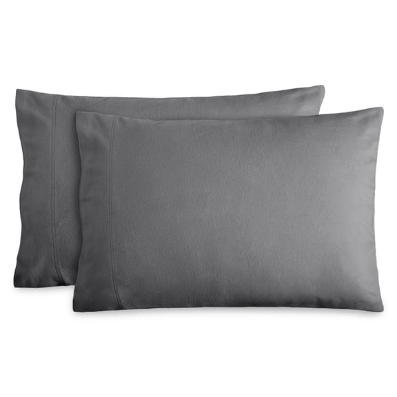 Juego de Fundas de Almohada de Franela Bare Home 100 % Algodón Doble Cepillado Juego de 2 Tamaño King Gris