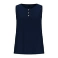 thumbnail image 5 of ECZHAW Petite Tops for Women Cotton Linen Summer Tank Tops Dressy Casual Button Trim Crewneck Sleeveless Shirts, 5 of 7