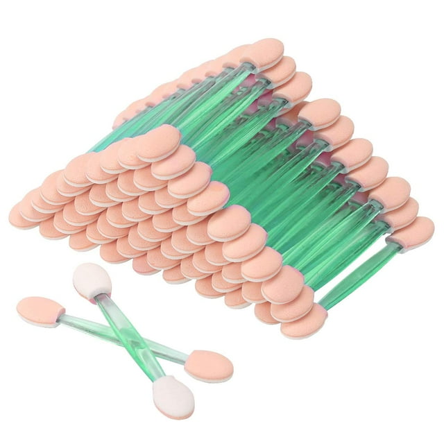 100PCS Disposable Dual Sides Eye Shadow Sponge Applicator Eyeshadow Brushes Makeup Brush (Green)