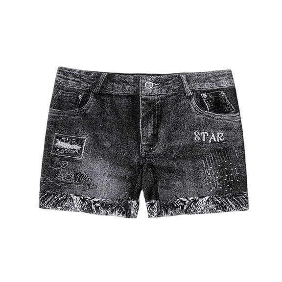 Denim Shorts Women Mid Waisted Distressed Summer Jean Shorts Twill Shorts Regular Fit Beach Casual Shorts with Pockets