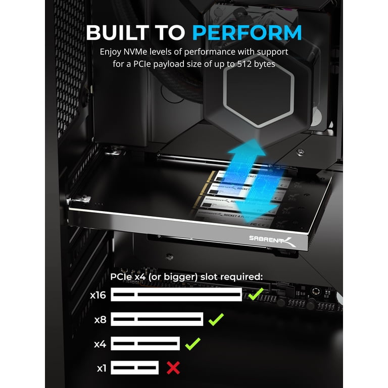 Sabrent 4-Drive NVMe M.2 SSD to PCIe 3.0 x4 Adapter Card for