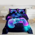 thumbnail image 2 of Homewish Video Game 3 Pieces Queen Comforter Set for Female Men Adults,Teal Purple Gradient Ultra Soft Bedding Sets,Starry Sky Bedding Comforter Set Breathable,Microfiber Bedroom Decor,Reversible, 2 of 8