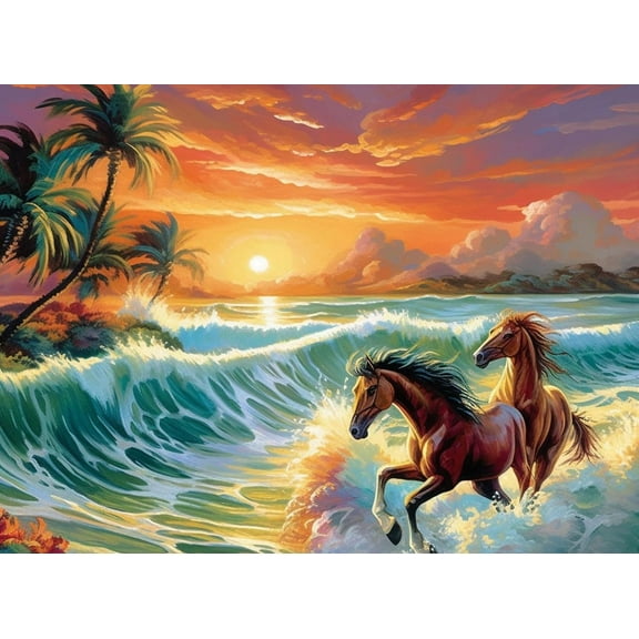 Paint by Numbers Kit for Adults -Seaside Horse - Beginner Oil Paingting Kits Drawing DIY Acrylic Arts Craft Kit Gift for Home Decor 16x20 Inch-
