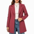 thumbnail image 2 of JOANKDMI Winter Wool Blend Pea Coat for Women Elegant Notched Lapel Single Breasted Mid-Length Trench Coat Casual Fall Office Dressy Outerwear Overcoat with Pockets, 2 of 7