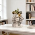 thumbnail image 5 of SeekLGT Abstract Female Head Planter Ceramic Face Vase Modern Indoor Flower Pot for Living Room Shelf Decor 10.6in 1 Planter, 5 of 7