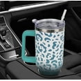 thumbnail image 6 of Grey Canis 40 oz Tumbler Leopard Print Stainless Steel Handle Insulated Cup with Straw, 6 of 6