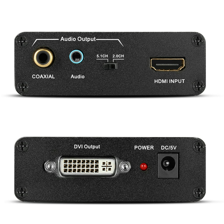 HDMI to DVI Converter Audio Out - HDMI to DVI Video Audio Sound Splitter to 3.5mm AUX Auxiliary / 2 RCA Coaxial Output Jack Connector Plug, 1080P 720P,