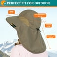 thumbnail image 5 of SUN CUBE Wide Brim Sun Hat with Neck Flap, Fishing Hiking for Men Women Safari, Neck Cover for Outdoor Sun Protection UPF50+ | Olive, 5 of 9