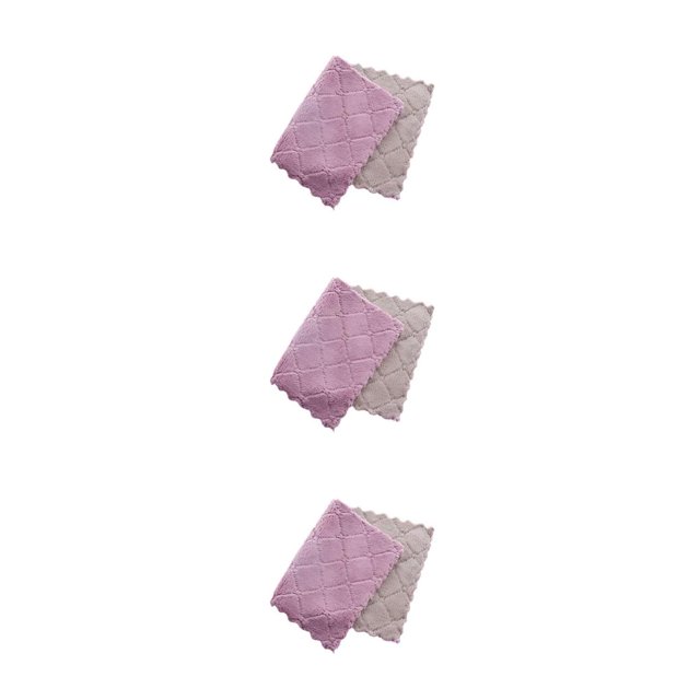 Redempat Microfiber Dishcloth Portable Solid Color Water Absorbent Breathable Kitchen Plate Dish Towel Cloth Accessories Purple Coffee 3Set