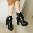 thumbnail image 2 of Jsaierl Platform Boots for Women, Heeled Combat Boots Chunky Heel Booties Round Toe Lace Up High Heel Ankle Boots, 2 of 4