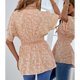 thumbnail image 5 of Blusa con cuello en V para mujer, cintura fruncida, manga corta, estampado floral, transpirable, para fiesta, salida a la calle, rosa, L, 5 of 7