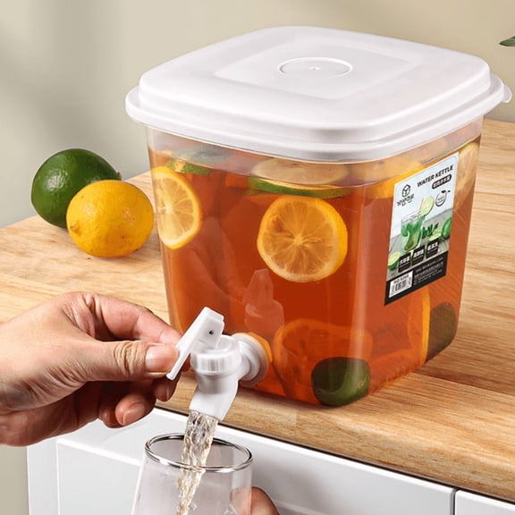 Kraoden 3.5L Fridge Beverage Drink Dispenser with Leak-proof Spigot, Plastic Cold Drink Juice Beverage Dispenser Jug for Home, Kitchen, Camping, Party, Drink, Juice, Iced Tea, Lemonade, Cold Brew
