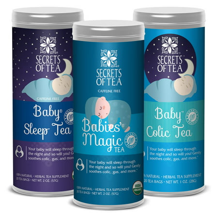 Secrets of Tea - Babies Colic, Babies Magic, & Babies Sleep Pack - Helps Relieve Acid Reflux, Bloating, Indigestion, Crying, Gas, Red Face and Promotes Better Sleep - 20 Tea