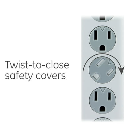 GE - 6-Outlet Surge Protector - White