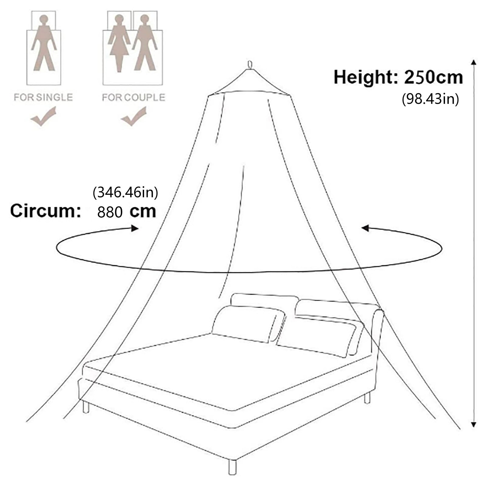 CSSJKYJ Bed Canopy for Adults, Black Canopy Bed Curtains - Canopy for Bed, Netting Room Decor, Ceiling Tent, Canopy for Single,Black
