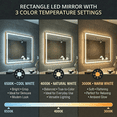 thumbnail image 6 of Mango Tile 32"x24" Gold Framed LED Bath Mirror Anti-Fog 3-Color Dimmer, 6 of 11