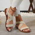 thumbnail image 5 of Sandals With Back Strap, Women's Flat Sandals, Women Flat Sandals, Strap Sandals, Women's Elastic Flat Sandals - Comfort Open Toe Elastic Ankle Strap Slip On Casual Walking Summer Shoes, Beige 5.5, 5 of 7