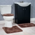 thumbnail image 5 of Lavish Home 67-14-C Super Plush Non-Slip Bath Mat Rug Set, Chocolate - 3 Piece, 5 of 6
