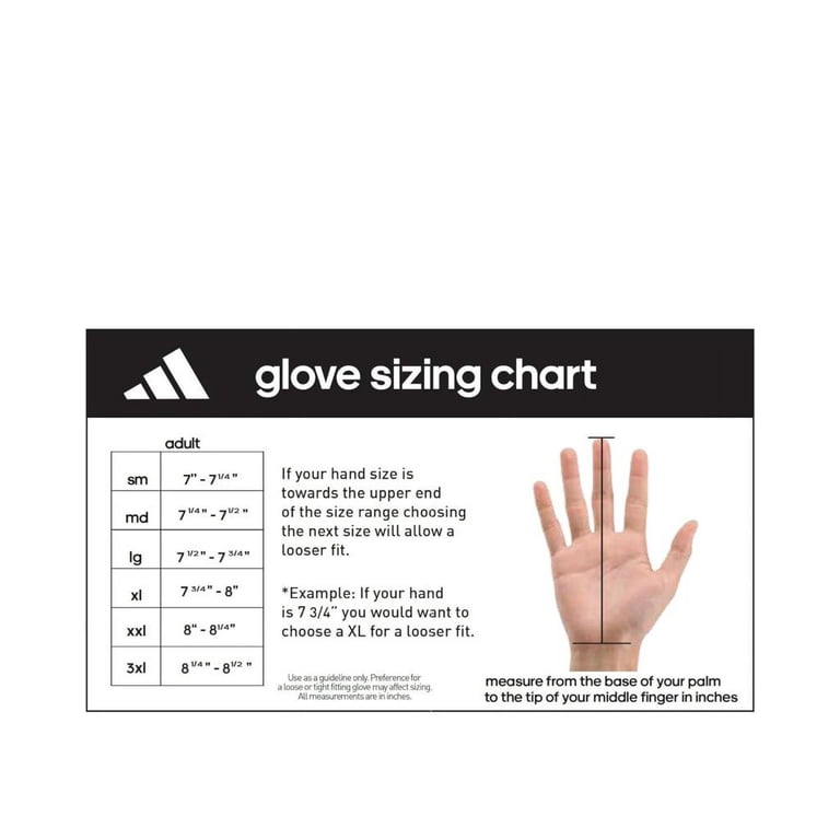 Soccer Field Player Gloves Size Chart