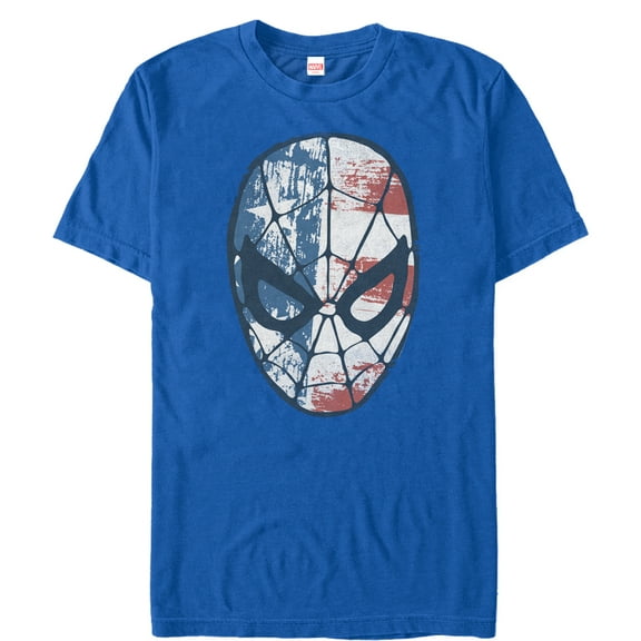 Men's Marvel Fourth of July Spider-Man American Flag Mask Graphic Tee Royal Blue 3X Large