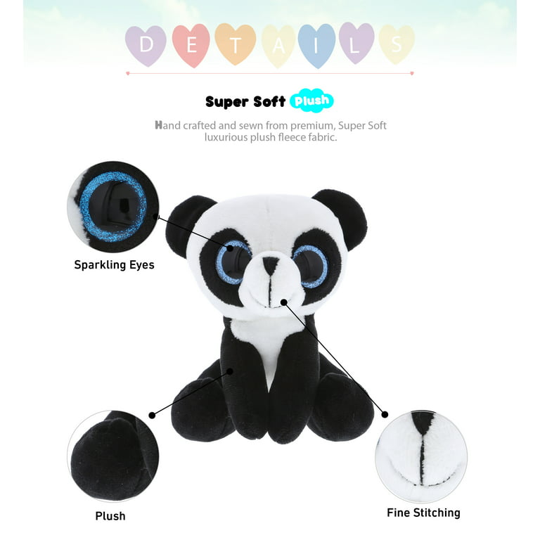 Dollibu Sparkling Big Eye Plush Soft Stuffed Animal Teddy Bear - Small Panda