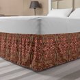 thumbnail image 1 of Ethnic Bed Skirt, Damask Floral Shabby in Classic Victorian Style Oriental Ottoman Vintage Design, Elastic Bedskirt Dust Ruffle Wrap Around for Bedding Decor, 4 Sizes, Coral Caramel, by Ambesonne, 1 of 2