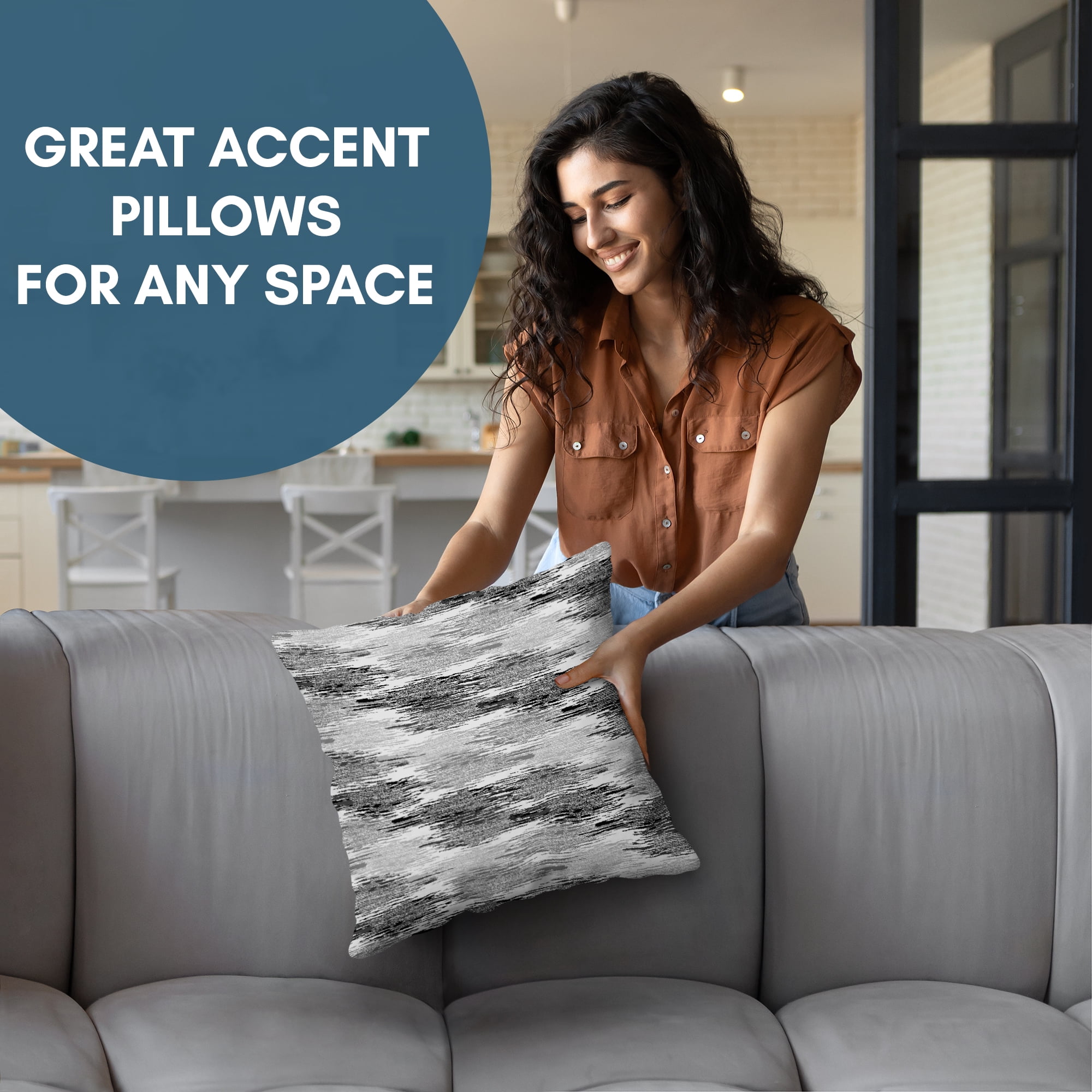 Americanflat 16"x16" Abstract Blurred Throw Pillow with Premium Polyester - Black