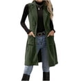thumbnail image 3 of Women Long Vest Sleeveless Jackets Outerwear Solid Color Lightweight Casual Winter Corduroy Jacket Vest with Pockets for Business Work Women Clothing, 3 of 10