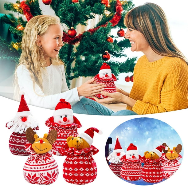 Xihbxyly Bolsa de Regalo Navideña, Diseño de Tejido de Punto, Asa Resistente para Colgar, Ideal para Piruletas y Dulces, Decoración Versátil, Ideal para Colgar En El Árbol de Navidad y La Chimenea, E