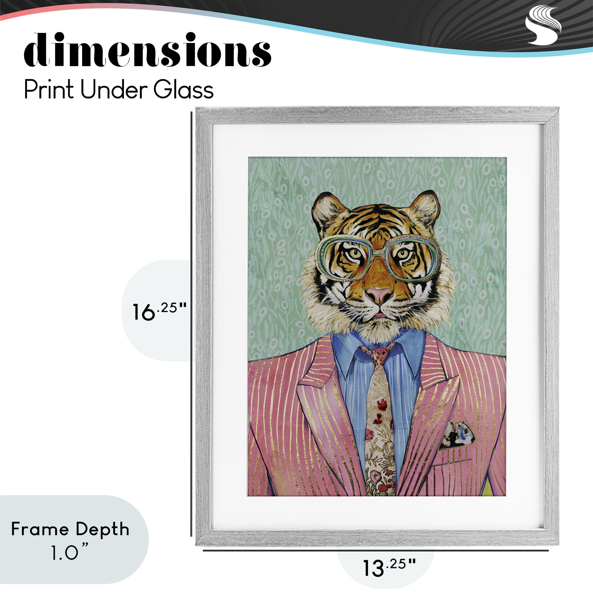 Stupell Industries Sharp Tiger Outfit Gray Framed Print Under Glass, design by Svetlana Aleynikova