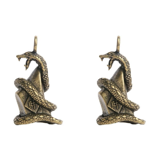 MasteelfCA 2PCS Brass Retro Ingot Snake Keychain Pendant Old Treatment Keychain Pendant