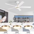 thumbnail image 2 of 60 inch White and Gold Ceiling Fan with Light Remote, 5 Blades Quiet Reversible DC Motor, Modern 60 Inch Ceiling Fan for Indoor Outdoor Bedroom Porch, 2 of 7