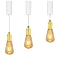 thumbnail image 1 of FSLiving Adjustable Height J Type Track Light with E26 Industrial Smooth Brass Head,Remote Control with Smart Edison Bulb,2200K-6500K,Timer Decorate Lamp for Dinning Sloped Ceiling - 3 Lights, 1 of 8