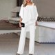 thumbnail image 1 of ICHUANYI Clearance Women Fashionable Color Loose Fitting Casual Short Sleeved Irregular Jumpsuit Set(White, XL) ICHUANYI WER2023080708803, 1 of 6
