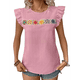 thumbnail image 1 of Blusa de Verano con Bordado Floral para Mujer, Cuello Redondo, Corta Rosa L, 1 of 9