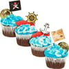 Pirate Cupcake Toppers - 200-Pack Cupcake Decoration, Pirate Themed Party Supplies, Pirate Flag Toothpicks, Treasure Map, Anchor, Ship Wheel Cake Picks, 1.2 x 3 inches