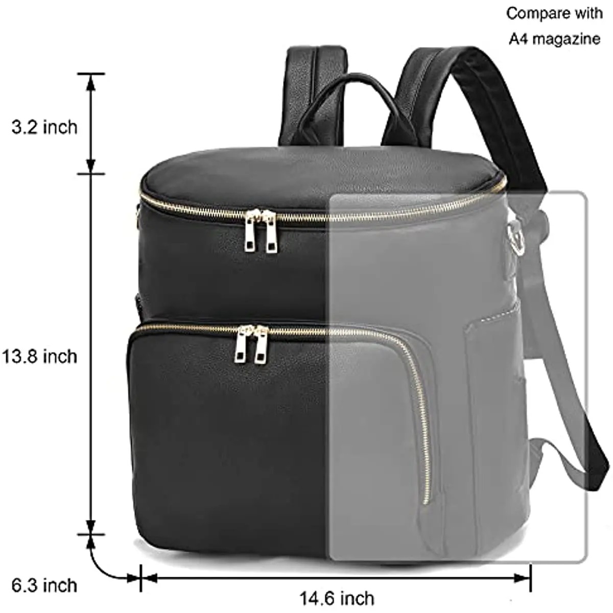 RsenFremior Diaper Bag Backpack Leather Backpack for Women Travel Backpack Baby Bag Large with Troller Straps Capacity for Wet Clothes