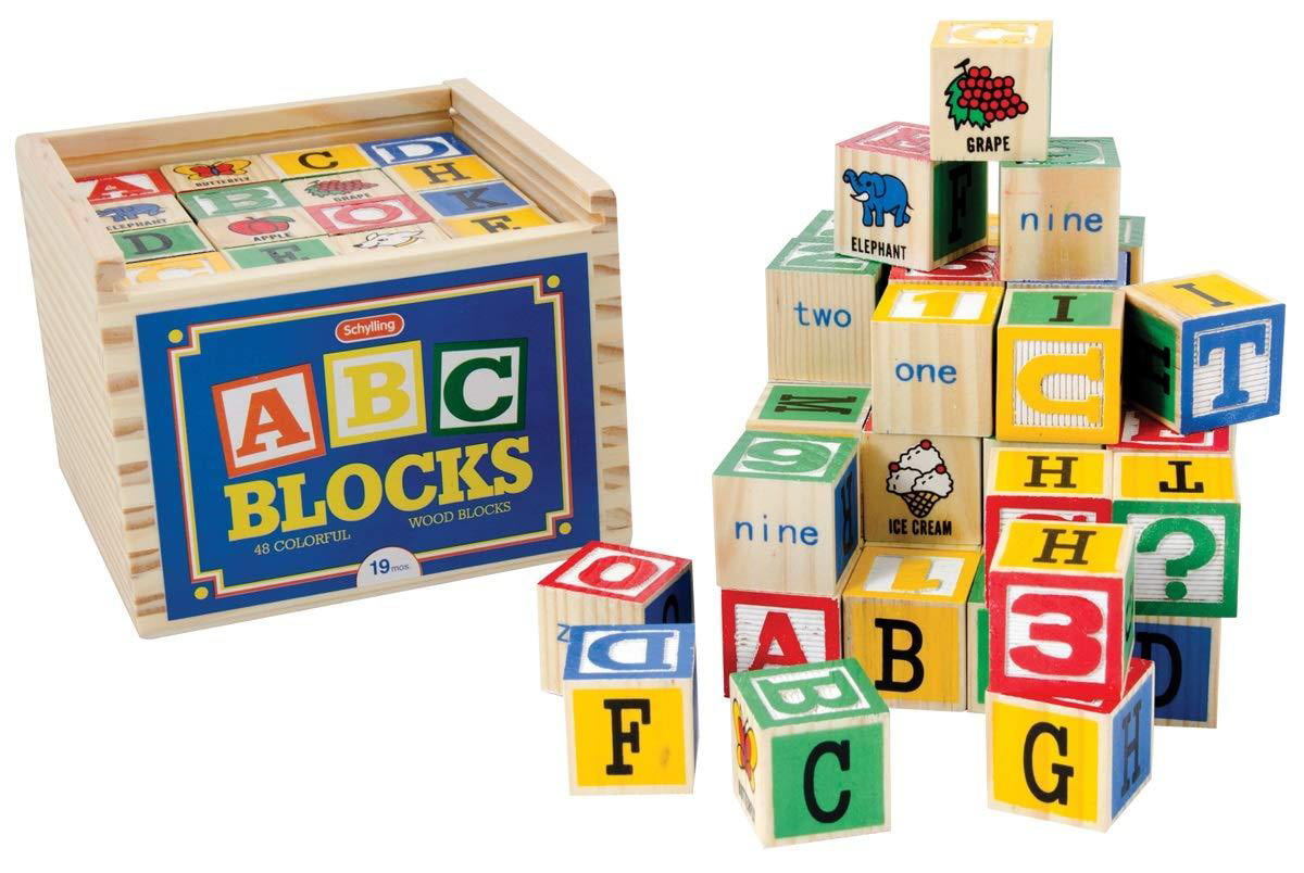 Schylling ABC Big Blocks 48 Piece Wood Alphabet Blocks 