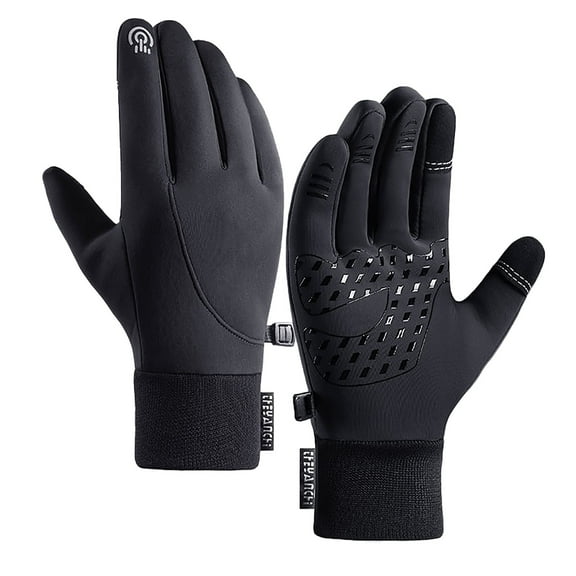 YOTMKGDO Gloves for Men, Winter Gloves Q802 Winter Zipper Touchscreen Windproof Warm Cycling Sports Plush Ski Gloves Gloves with Touchscreen Fingers, Black(X-Large)