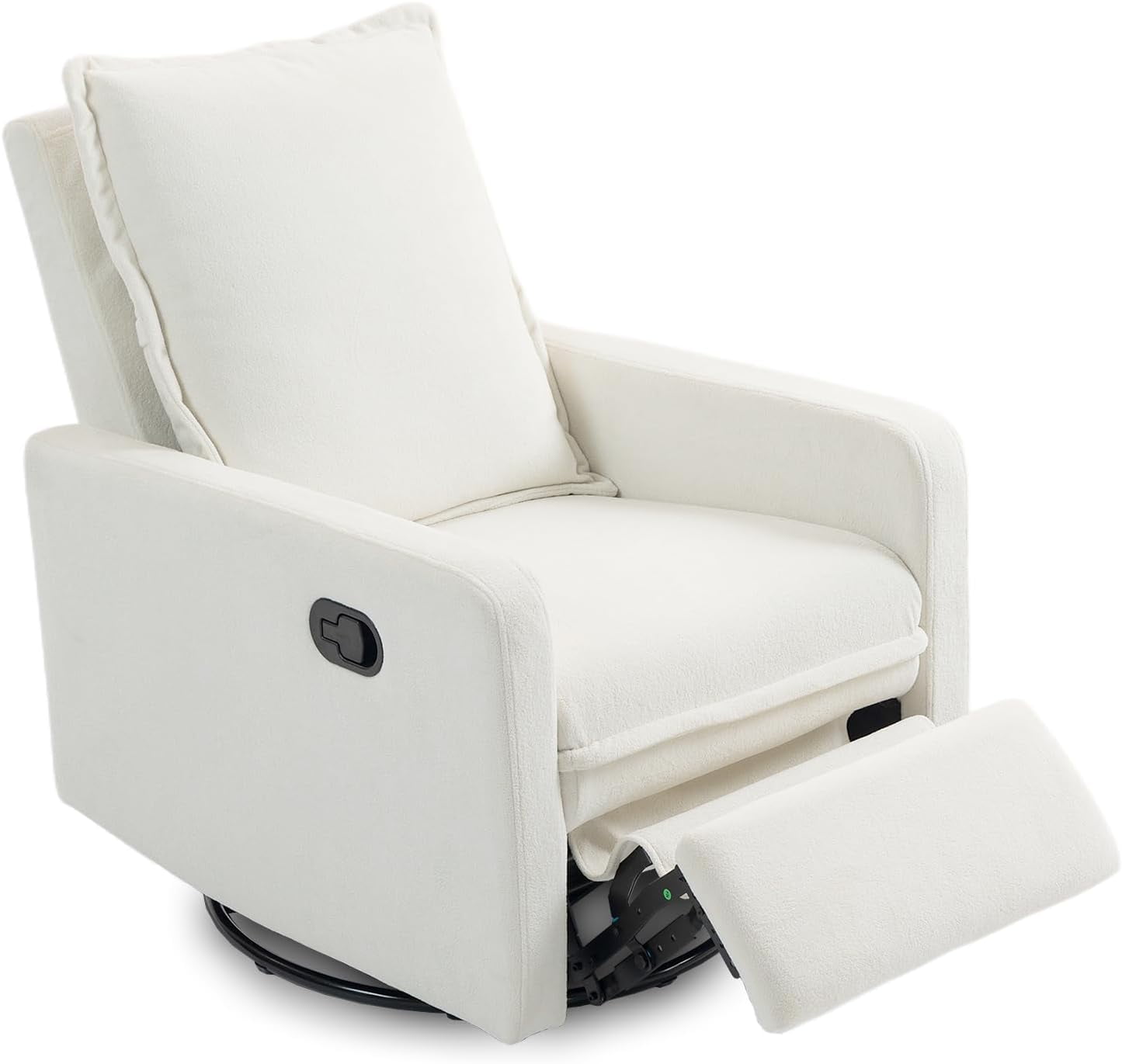 Manual Swivel Rocking Recliner for Adults, Small Plush Wall Hugger Reclining RV Chair, Glider Swivel Recliner Chair with Foot Rest for Nursery, Living Room and Small Places