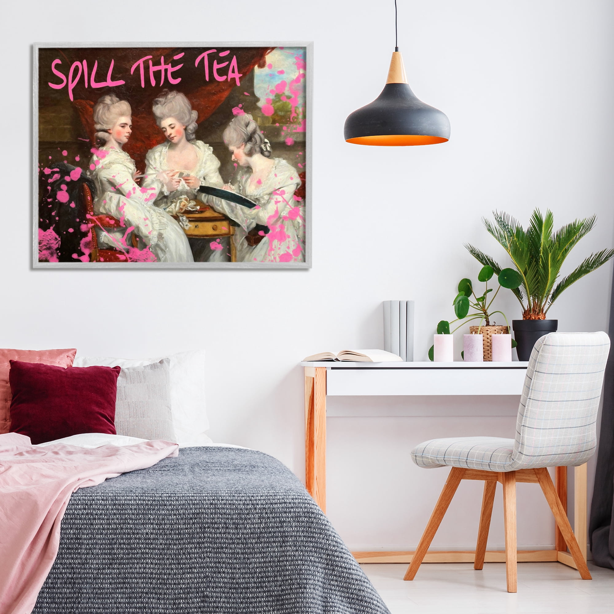 Stupell Industries Spill The Tea Iconic Ladies Gray Framed Giclee Art, design by Grotto Studios
