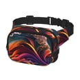 thumbnail image 2 of Gaeub Colorful Abstract Wave Motion Print Layer Fanny Pack with Adjustable Shoulder Strap,Square Double Layer Waist Bag,for Exercise Running Travel Hiking, 2 of 9