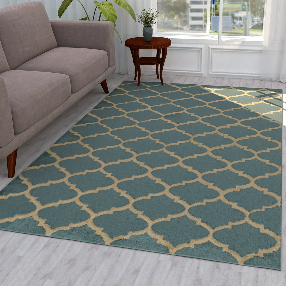 Ottomanson Royal Moroccan Trellis Area Rug, Seafoam, 5'3"X7' Walmart