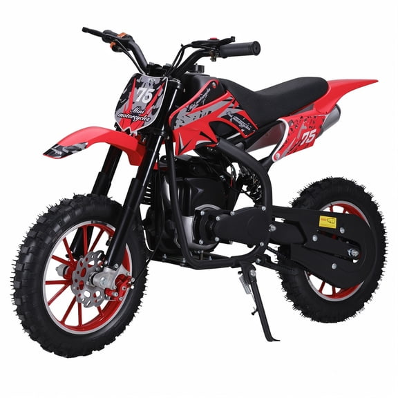 49cc 4-Stroke Kids Dirt Bike, Gas Powered Motocross Bike with Disc Brakes, Mini Off-Road Motorcycle for Teens, 10-Inch Tires, Front & Rear Suspension