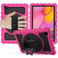 thumbnail image 2 of Dteck For Tab A7 10.4 Case 2020 T500 T505 Heavy Duty Rugged 3 Layer Full Body Shockproof Protective Covers with 360 Rotate Stand /Hand Strap/ Should Belt /Pencil Holder, Rose+Black, 2 of 6