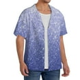 thumbnail image 2 of Gukieu Glittering Blue Purple Print Men's Short-sleeved Shirts, Button-down Pocket Shirts, T-shirts, Beach Vacation Travel Summer Clothing-XX-Large, 2 of 5