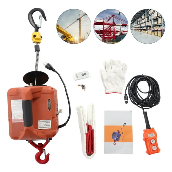 300kg/660lbs Electric Winch with 360° Rotating Hook, Low Noise, High Load Capacity, Pure Copper Motor, Remote & Manual Control