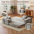 thumbnail image 4 of Timbernest 76.8" Folding Sofa Bed, King Size Convertible Sleeper Sofa with 2 Pillows, Chenille Floor Sofa for Living Room, Small Spaces, Light Gray, 4 of 14